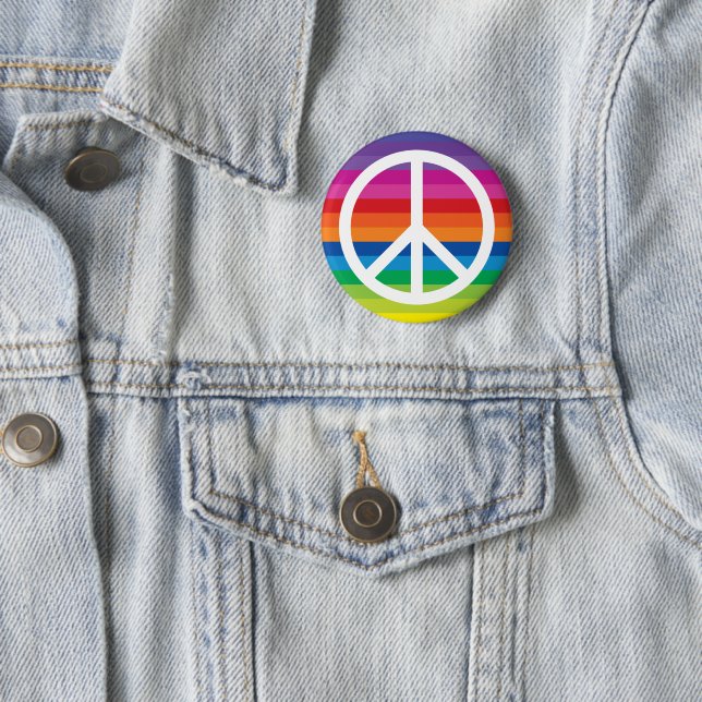 Rainbow Peace Signes Stripes Button (Beispiel)