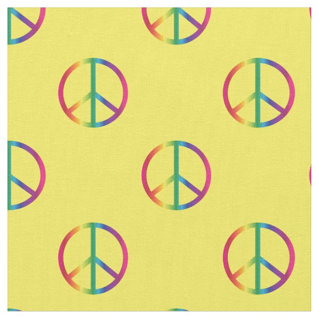 Rainbow Peace Signs Gelb Stoff (Nahaufnahme)