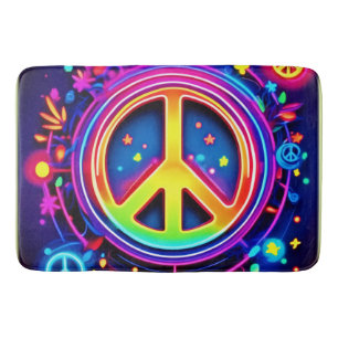 Rainbow Peace Symbol Art Badematte