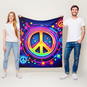 Rainbow Peace Symbol Art Fleecedecke