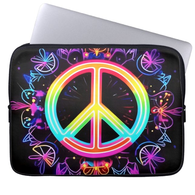 Rainbow Peace Symbol Art Laptopschutzhülle (Vorderseite)