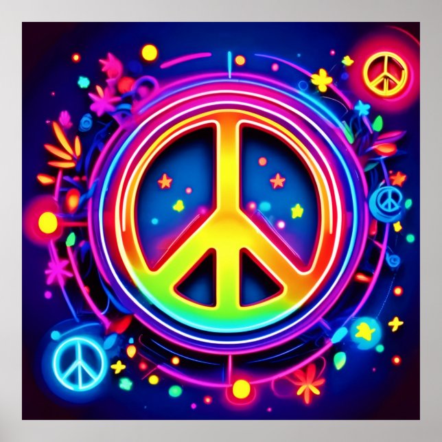 Rainbow Peace Symbol Art Poster (Vorne)