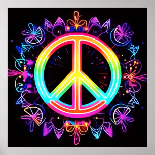 Rainbow Peace Symbol Art Poster