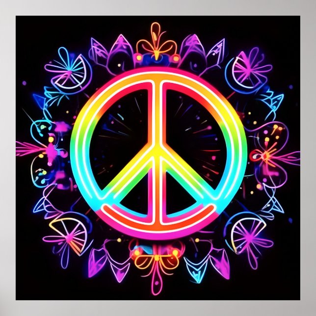 Rainbow Peace Symbol Art Poster (Vorne)