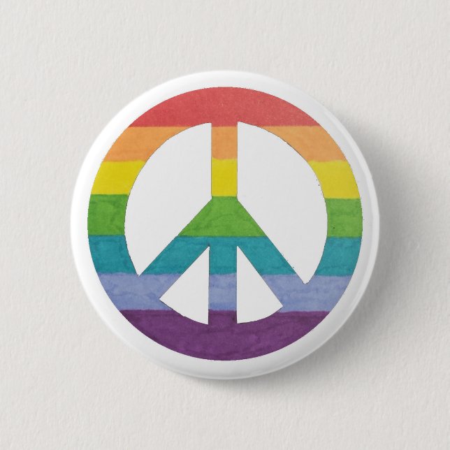 Rainbow Peace Symbol für die Liebe der Friedensfre Button (Vorderseite)
