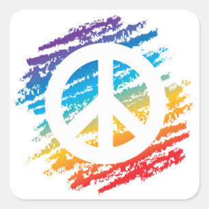 Rainbow Peace Symbol Quadratischer Aufkleber
