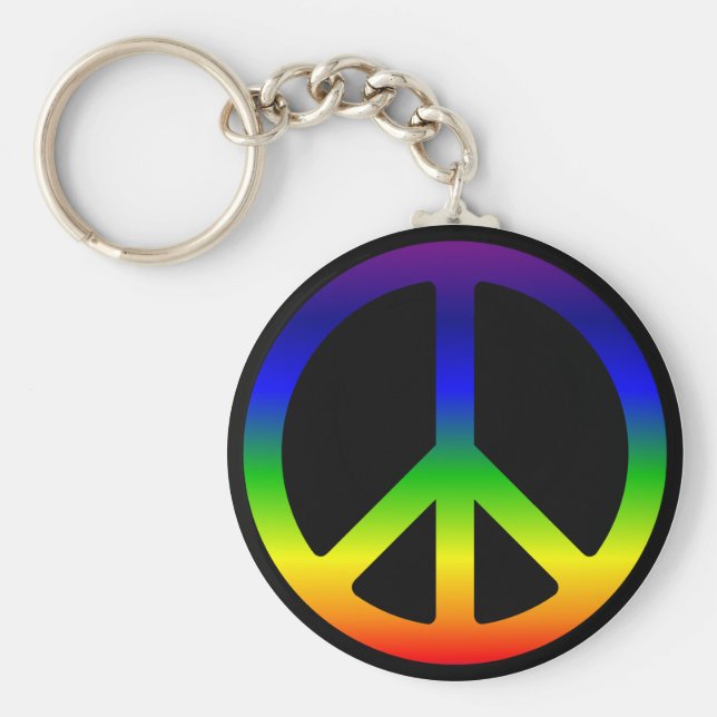 Rainbow Peace Symbol Schlüsselanhänger (Vorne)