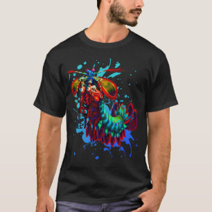 Rainbow Peacock Mantis Shrimp Blue Splash T-Shirt