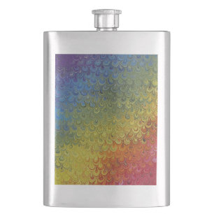 Rainbow Peacock Marble Flachmann