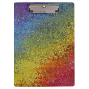 Rainbow Peacock Marble Klemmbrett