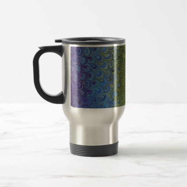 Rainbow Peacock Marble Reisebecher (Links)