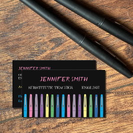 Rainbow Pen Substitution Teacher Black Business Ca Visitenkarte