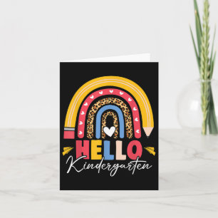 Rainbow Pencil Leopard Hallo Kindergarten Zurück Karte