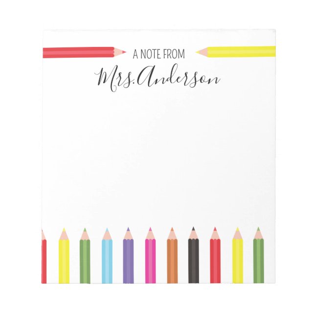 Rainbow Pencil Note vom Lehrer Notizblock (Vorderseite)
