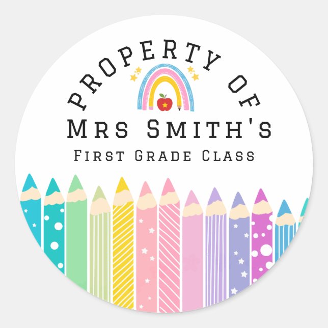 Rainbow pencil Property Of Classroom Sticker Rain (Vorderseite)