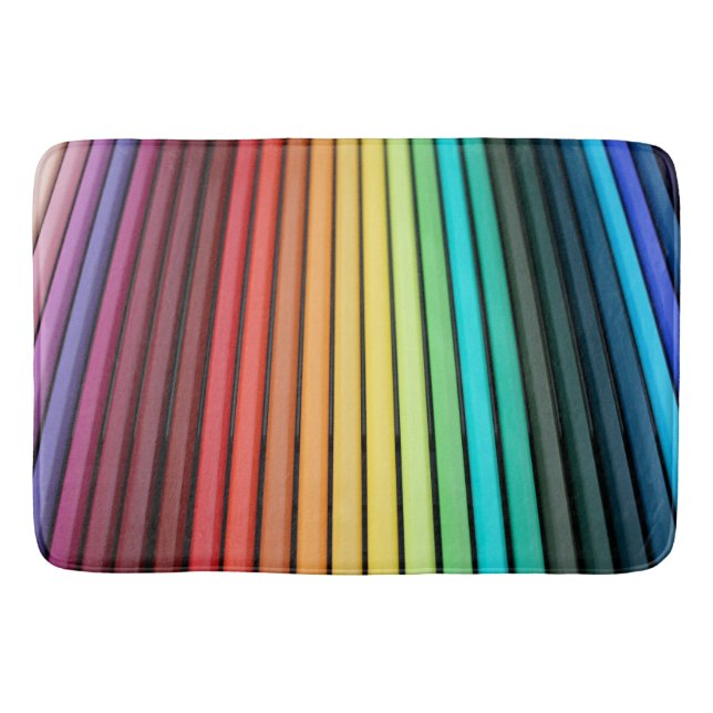 Rainbow Pencil Set - Vibrant Artist's Collection Badematte (Vorderseite)