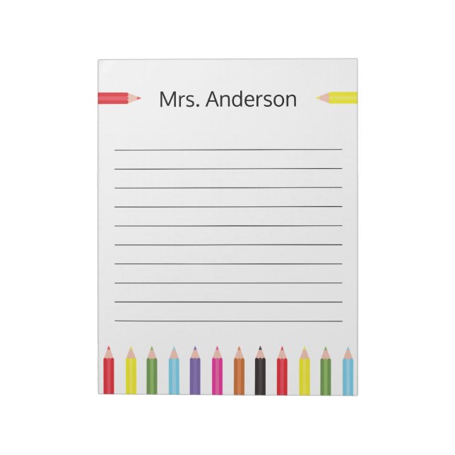 Rainbow Pencil Teacher Notepad Notizblock (Rotiert)
