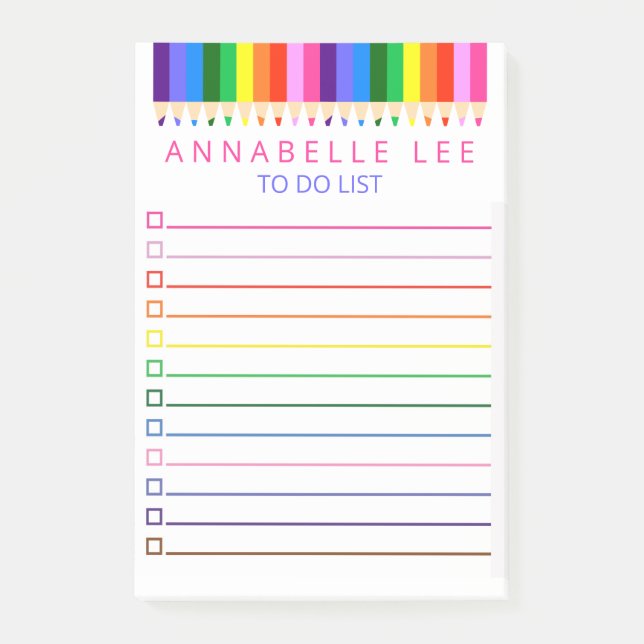 Rainbow Pencil zu führen, um personalisieren Post-it Klebezettel (Vorderseite)