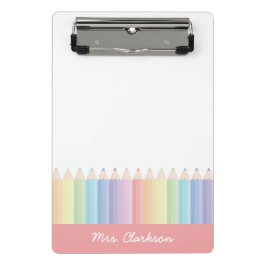 Rainbow Pencils Personalisiert Teacher Mini Klemmbrett