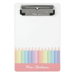 Rainbow Pencils Personalisiert Teacher Mini Klemmbrett