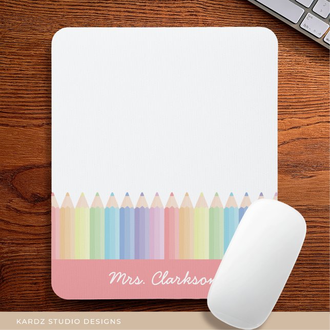 Rainbow Pencils Personalisiert Teacher Mousepad (Von Creator hochgeladen)