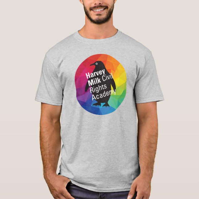 Rainbow Penguin - Erwachsener Regular Fit, Grau T-Shirt (Vorderseite)