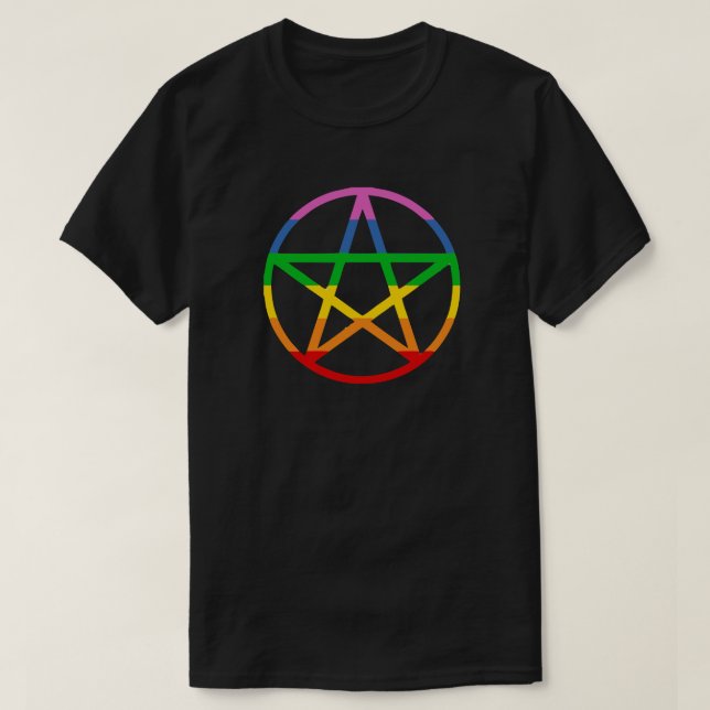 RAINBOW PENTAGRAM PAGAN PRIDE T-Shirt (Design vorne)