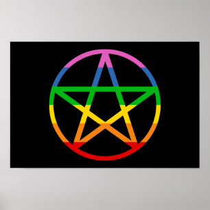 Rainbow Pentagramm Poster