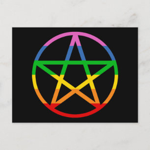 Rainbow Pentagramm Postkarte