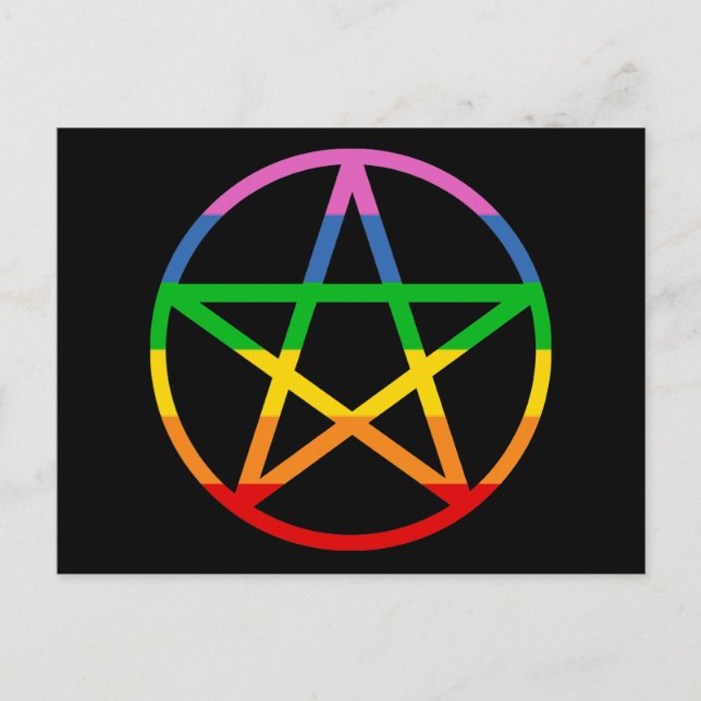 Rainbow Pentagramm Postkarte (Vorderseite)