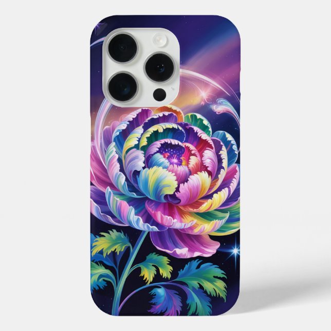 Rainbow Peony in Cosmic Bloom Case-Mate iPhone Hülle (Rückseite)