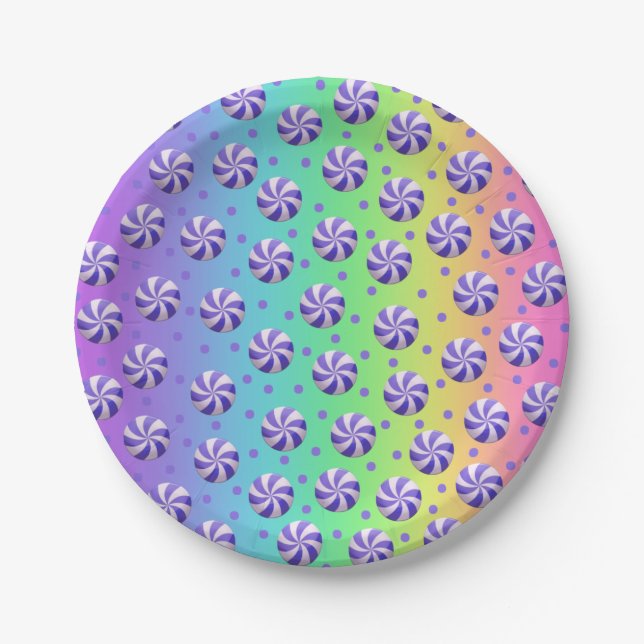 Rainbow Peppermint Candy Paper Tellers Pappteller (Vorderseite)