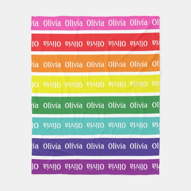 Rainbow Personalisiert Kids Name Blanket Geschenk Fleecedecke (Vorderseite)