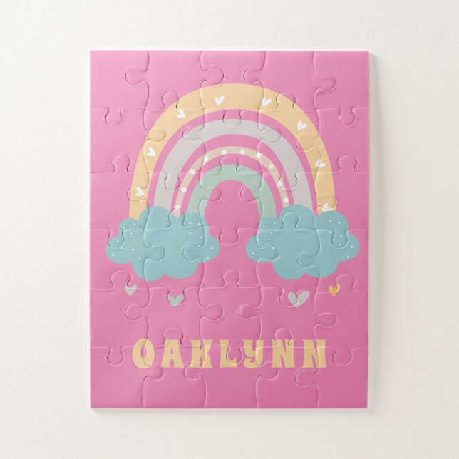 Rainbow Personalisiert Name Girls Puzzle (Vertikal)