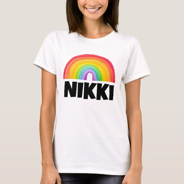 RAINBOW PERSONALISIERTE T - SHIRT HINZUFÜGEN NAME (Vorderseite)