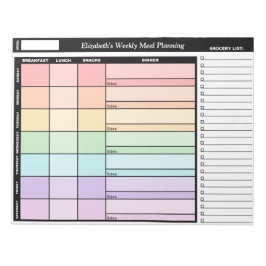 Rainbow Personalisierten Weekly Meal Planning Note Notizblock