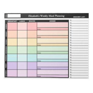 Rainbow Personalisierten Weekly Meal Planning Note Notizblock