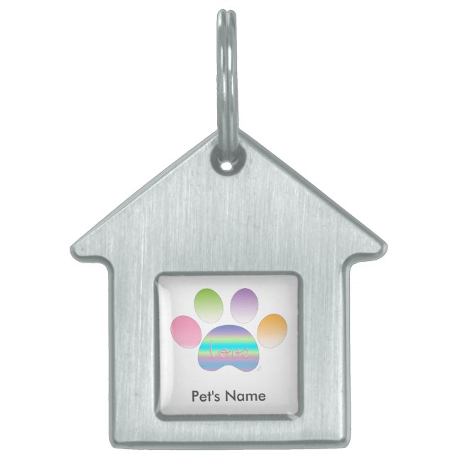 "Rainbow Pet Pet Print with Liebe" Anpassbar Tiermarke (Vorderseite)
