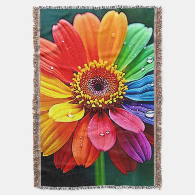 Rainbow Petal Flower Art Decke (Vorderseite Vertikal)