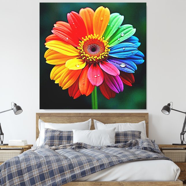 Rainbow Petal Flower Art Leinwanddruck (Insitu (Schlafzimmer))