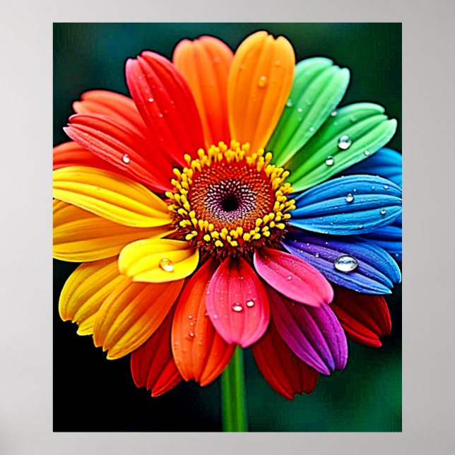 Rainbow Petal Flower Art Poster (Vorne)