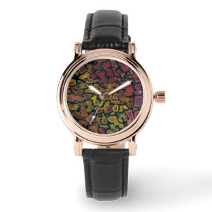 Rainbow Petrified Dinosaurier Bone Armbanduhr