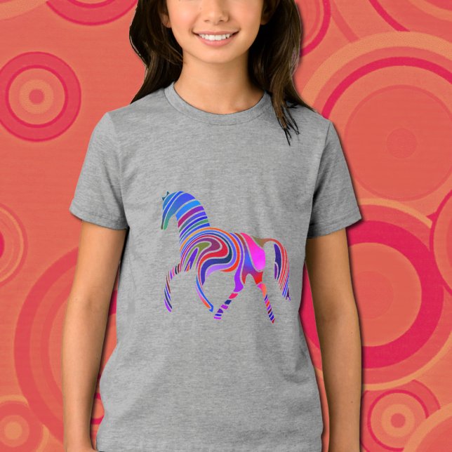 Rainbow-Pferd in psychedelischen Farben Tri-Blend Shirt (Von Creator hochgeladen)