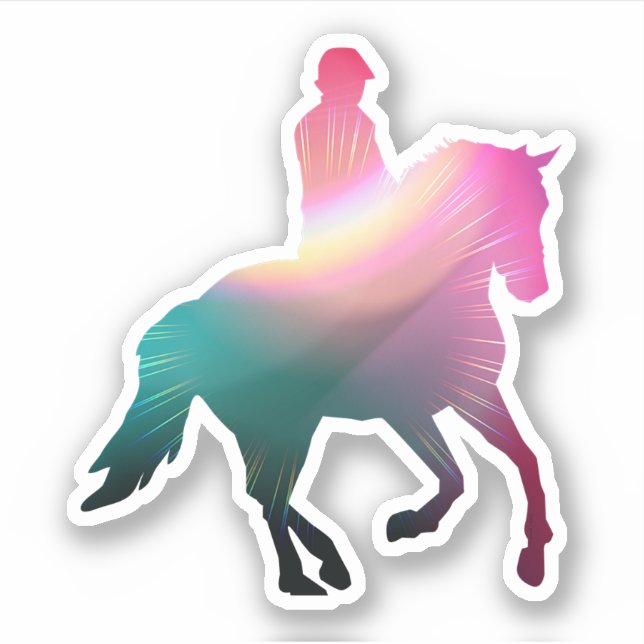 Rainbow-Pferd und Rider-Aufkleber Aufkleber (Vorderseite)