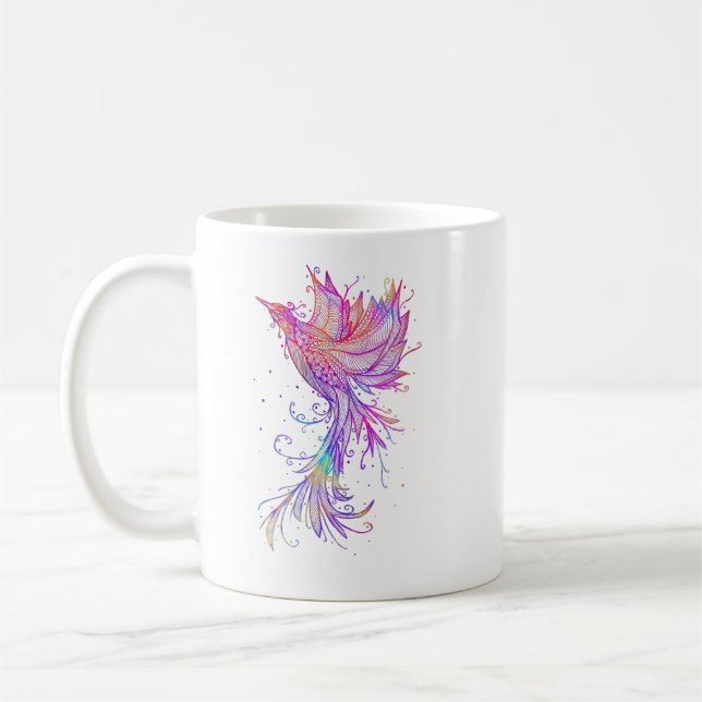 Rainbow Phoenix Bird Tattoo Kaffeetasse (Links)