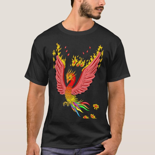 Rainbow Phoenix Fire Bird T-Shirt (Vorderseite)