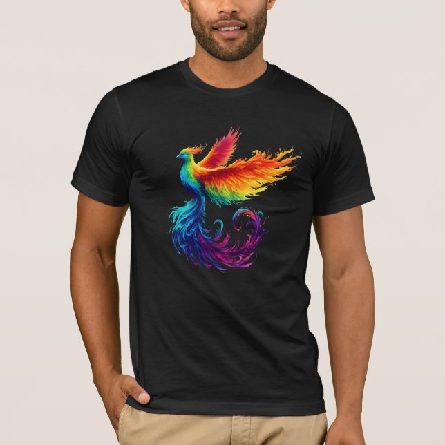 Rainbow Phoenix mit Pride LGBTQ Bird T-Shirt (Vorderseite)