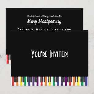 Rainbow Piano Keys Geburtstagsparty Einladung