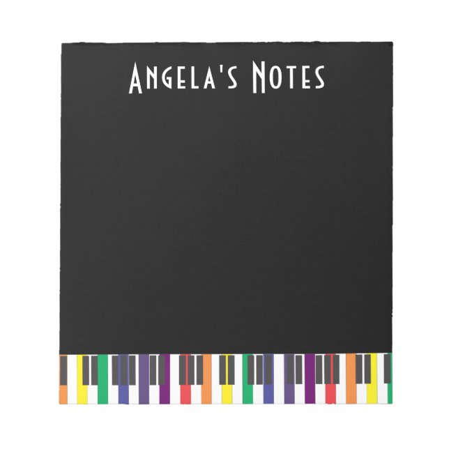 Rainbow Piano Keys on Black Notizblock (Vorderseite)