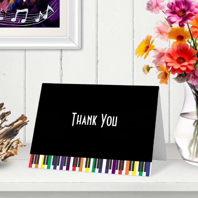 Rainbow Piano Keys Thank You Card Dankeskarte (Rainbow Piano Keys Musical Thank You Card)